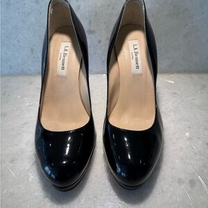 LK Bennett Black Patent Leather Sledge Stiletto Heels